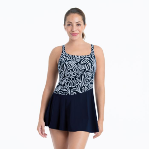 Flower Dots 345 marine wit